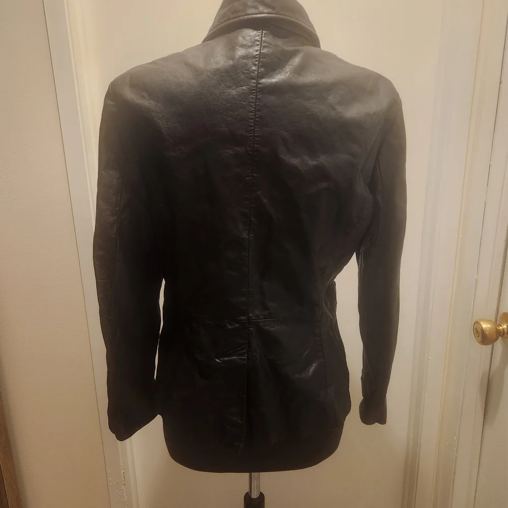 GAP Black Leather Blazer Jacket - Women's - Picture 5 of 6